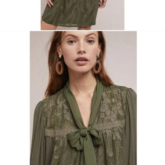 NWOT Anthropologie Tiny Isla‎ Green Long Sleeve Dress XS - Picture 3 of 11